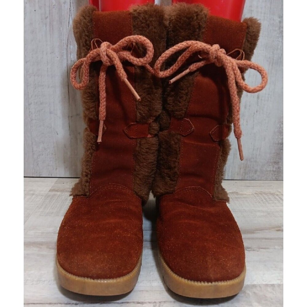 ✅Women's Size 8 VTG HIPPIE BOOTS Brown Suede Leather Faux Fur Lining *NO INSOLES - Picture 8 of 15